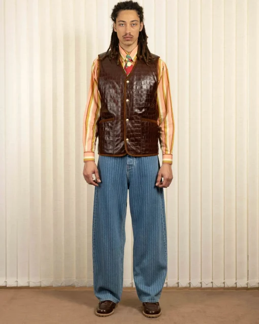 Le Gilet Cuir Croco